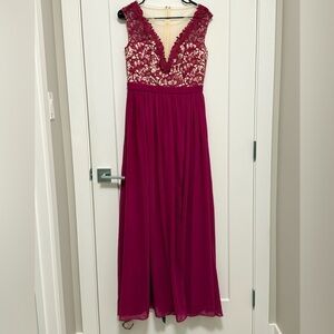 Chic Lace Magenta Evening Gown (NWT; never worn)